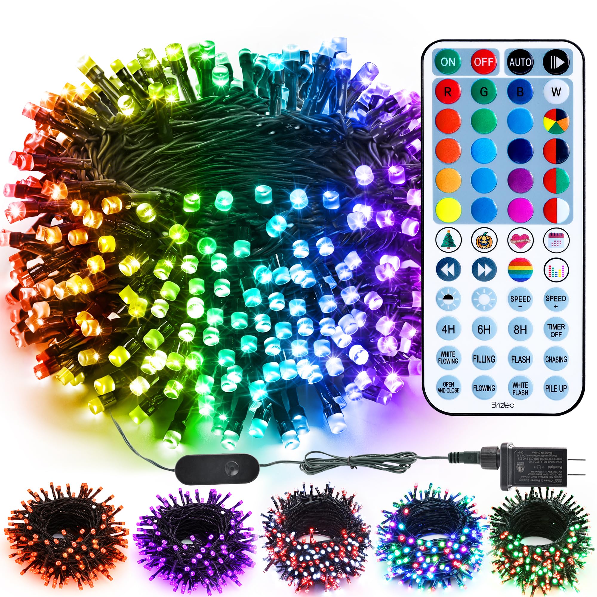 Brizled Color Changing Halloween Lights, 66ft 200 LED RGB Christmas Lights Music Sync, 120+ Modes Remote Dimmable Outdoor Christmas Light, Mini Tree Light Indoor Plugin for Xmas Halloween Party Decor